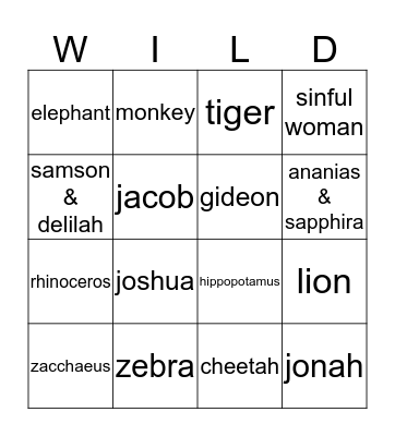 Animal Safari Bingo Card