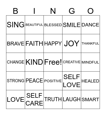 Mindfulness Bingo Card