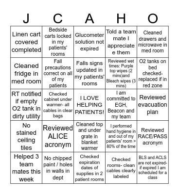 Let's Stay Ready!!! Bingo Card