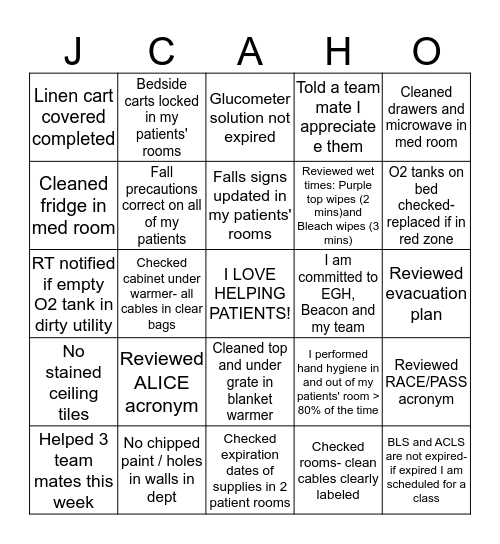 Let's Stay Ready!!! Bingo Card