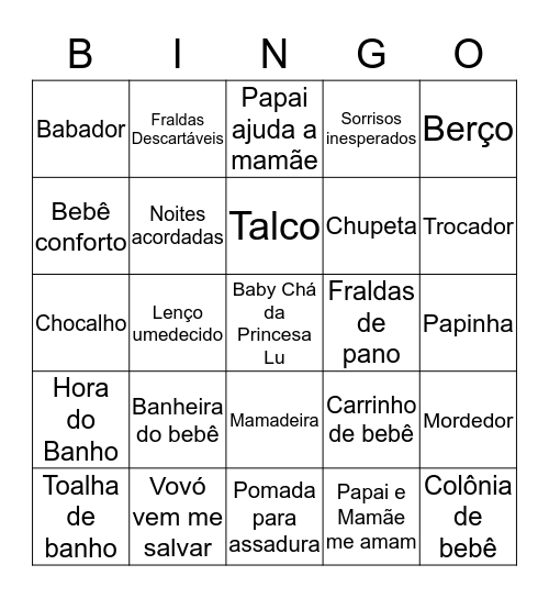 Baby Bingo da Luana Beatriz Bingo Card