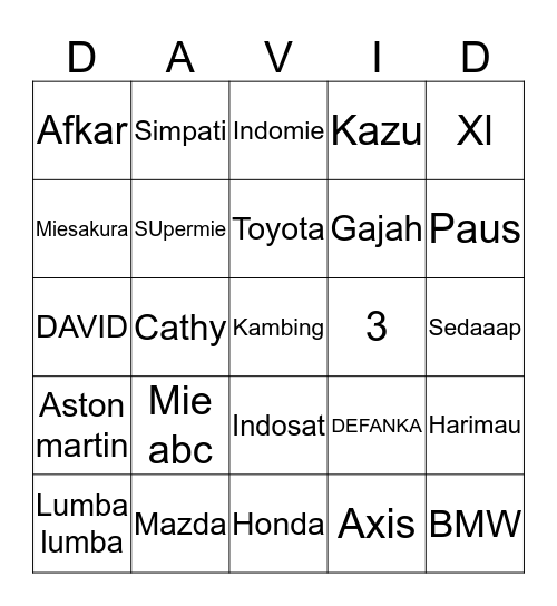 Bingo Card