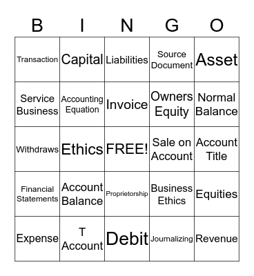 Accounting Bingo Card