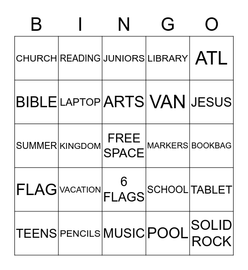 BACK2SCHOOL Bingo Card