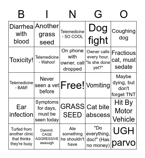 Drop Off Bingo Card