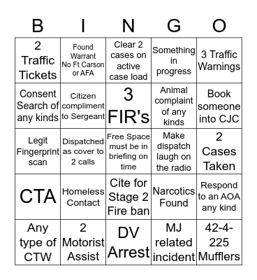 Dispatcher Bingo  October - November Bingo Card
