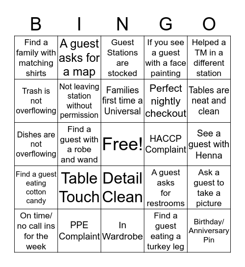 FIRE BINGO BUSSER'S Bingo Card