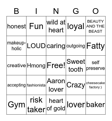 Diane's 29th Birthday Bingo Card