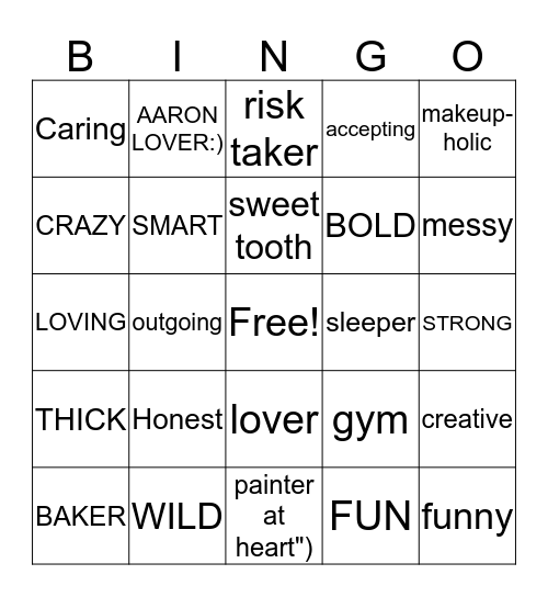 Diane's 29th Birthday Bingo Card