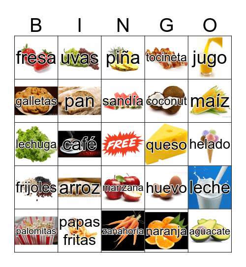 Food & Drinks Bingo Card