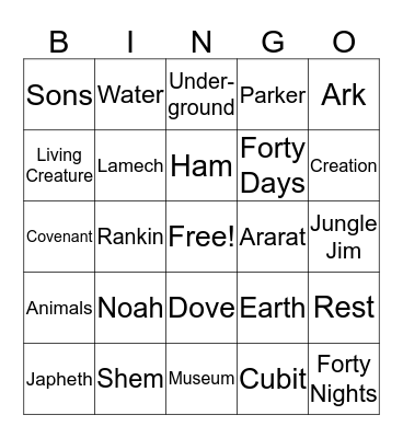 NOAH'S ARK Bingo Card