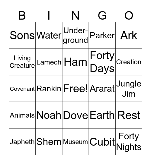 NOAH'S ARK Bingo Card