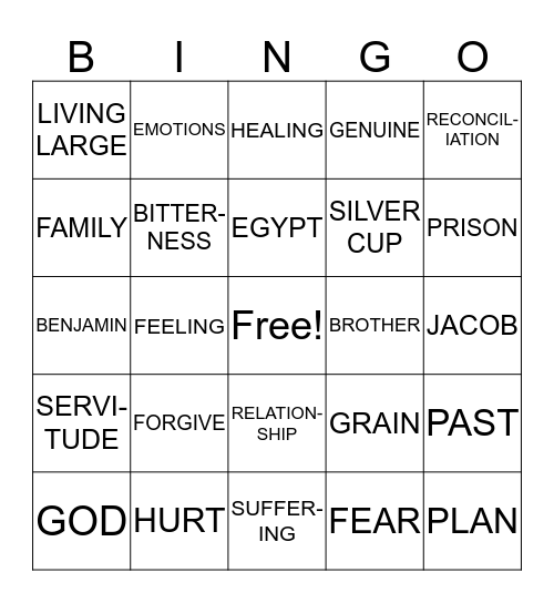 JOSEPH # 8 :  FORGIVENESS AND RELEASE Bingo Card