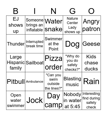 DAR Bingo Card