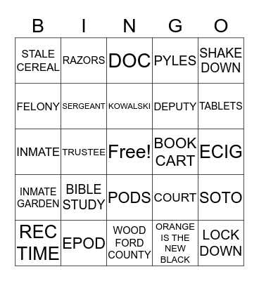 JAILHOUSE BINGO Card