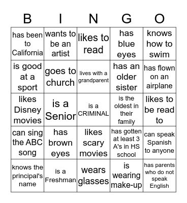 Find someone who... Bingo Card