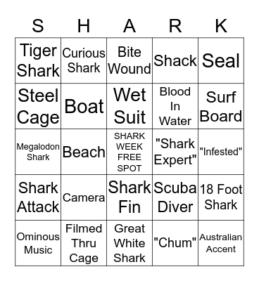 Shark Week Bingo Card