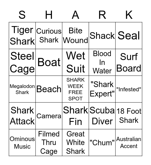 Shark Week Bingo Card