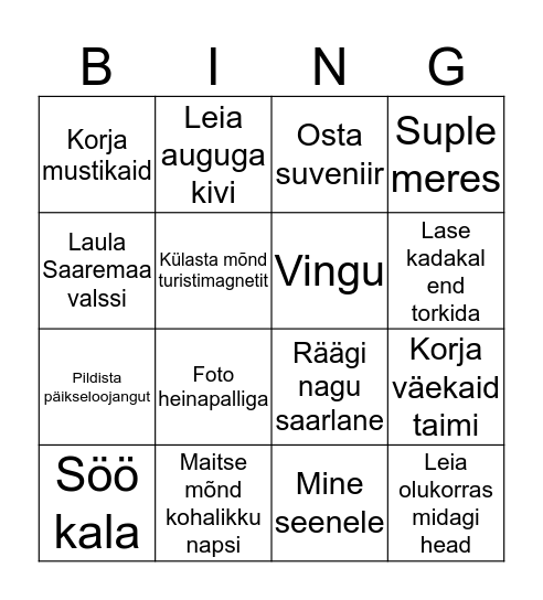 SAAREBING Bingo Card