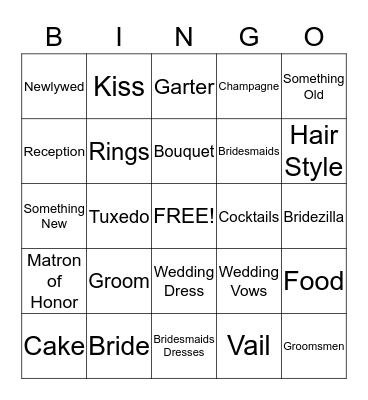 Bachelorette Party  Bingo Card