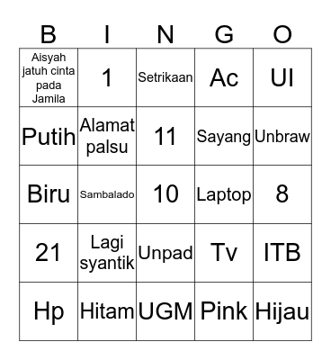 Hello, Moron.  Bingo Card
