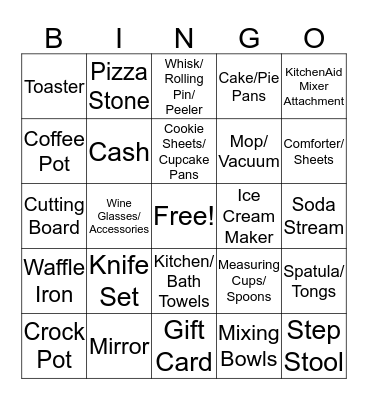 Bridal Bingo Card