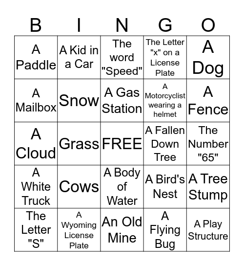 Travel Bingo Card