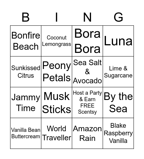 Jessica's Scentsy Bingo! Bingo Card