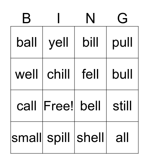 ll  Bingo Card