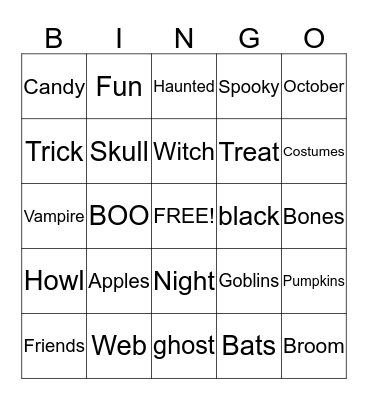 Halloween Bingo Card