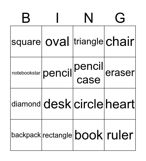 Shapes Bingo Card