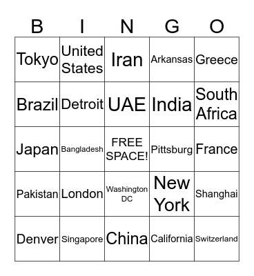 Global Knowledge Bingo Card