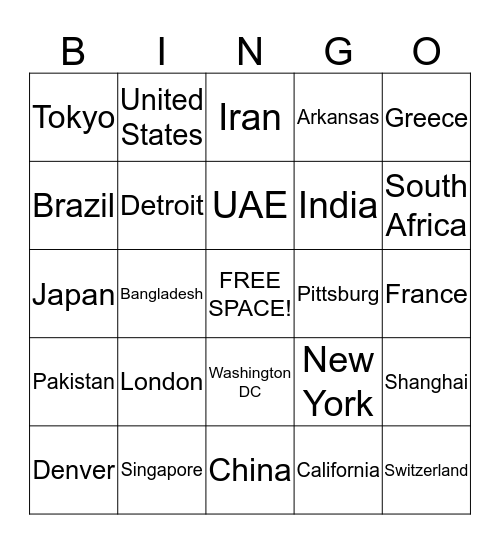 Global Knowledge Bingo Card