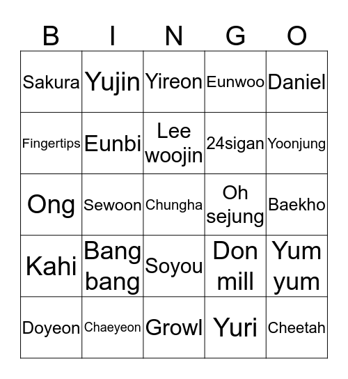 KACUNGA BINGO Card