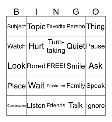Exchanging Conversation Bingo Card