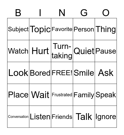 Exchanging Conversation Bingo Card