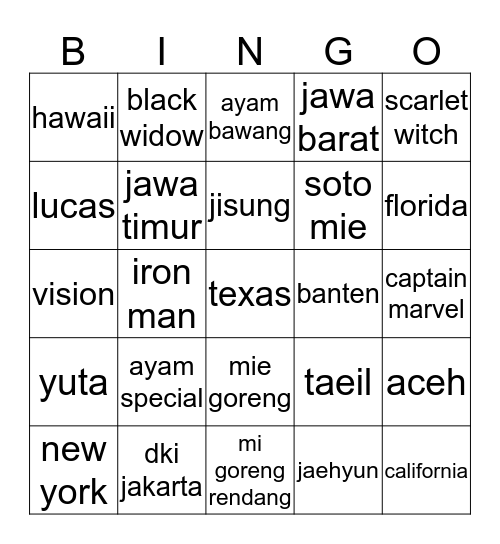 Untitled Bingo Card
