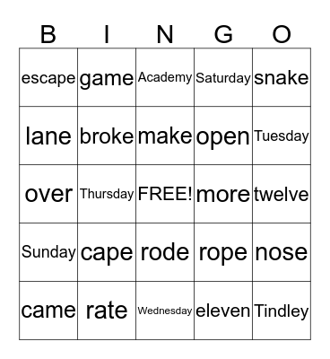 Spelling 10.28-11.1 Bingo Card