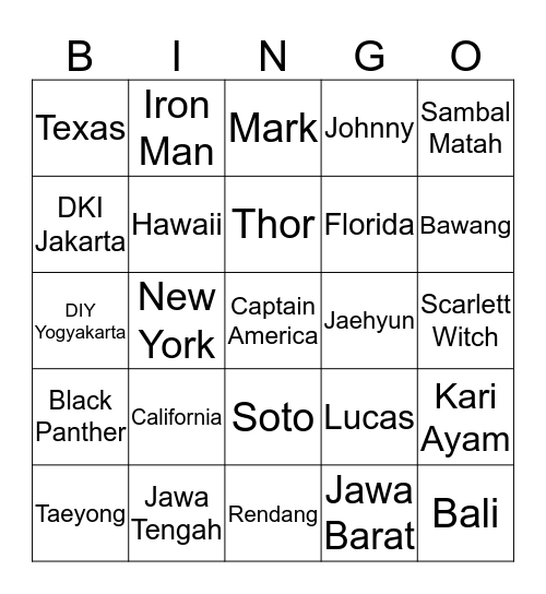 CALLA MENANG YUK Bingo Card