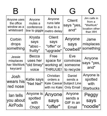 THRUUE BINGO  Bingo Card