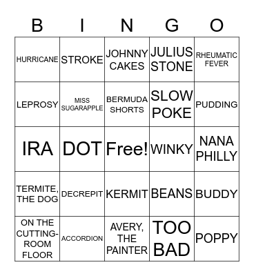 FULL OF BEANS  Bingo Card