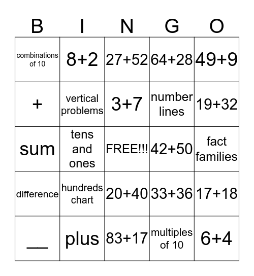 Do the Math Bingo Card