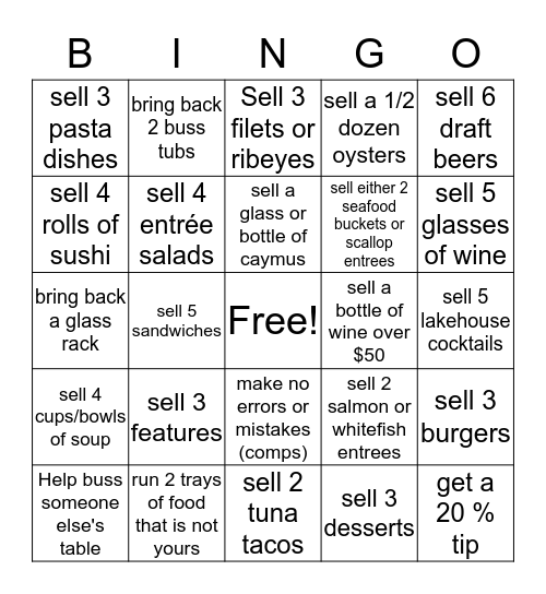 Lakehouse Server Bingo  Bingo Card