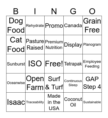 Open Farm Bingo Card