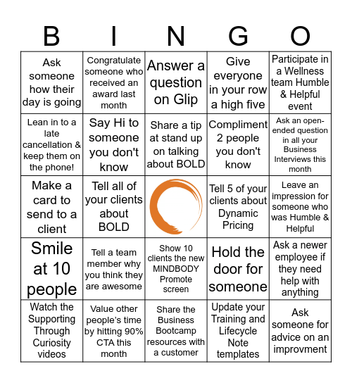 Onboarding Bingo - August Bingo Card