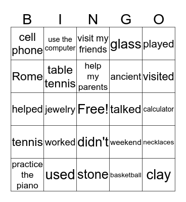 Unit 4 Last Week Bingo Card