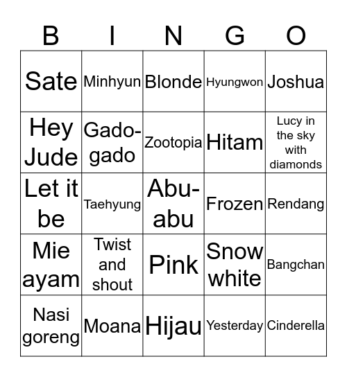 Masih binun Bingo Card