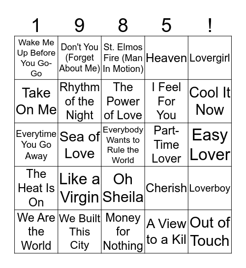 Name That Tune BINGO! Bingo Card