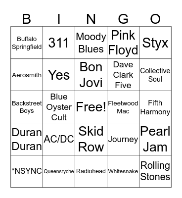 Mental Floss Music Bingo: Fifth Wheels Bingo Card