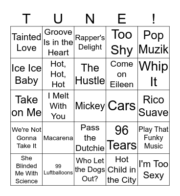 One Hit Wonders Bingo Card